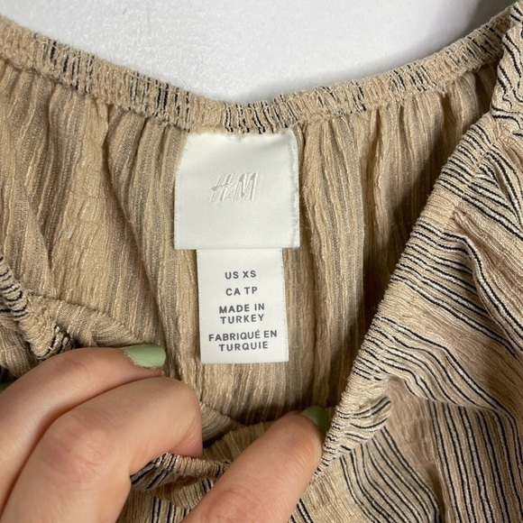 H&m neutral stripes cropped peasant top - Picture 5 of 7